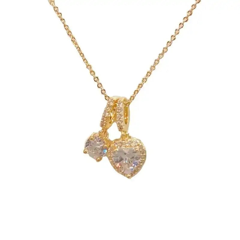 Crystal Heart Collar Chain Pendant Necklace