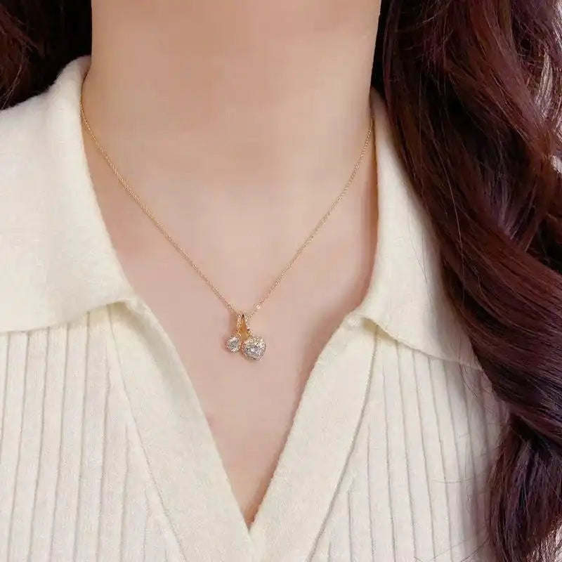 Crystal Heart Collar Chain Pendant Necklace