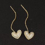 Crystal Heart Diamonddesign Tassel Drop Earrings