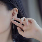 Crystal Heart Diamonddesign Tassel Drop Earrings