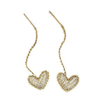 Crystal Heart Diamonddesign Tassel Drop Earrings