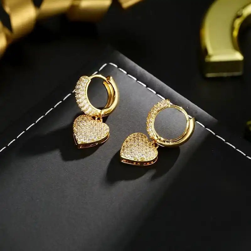 Crystal Heart Drop Earrings