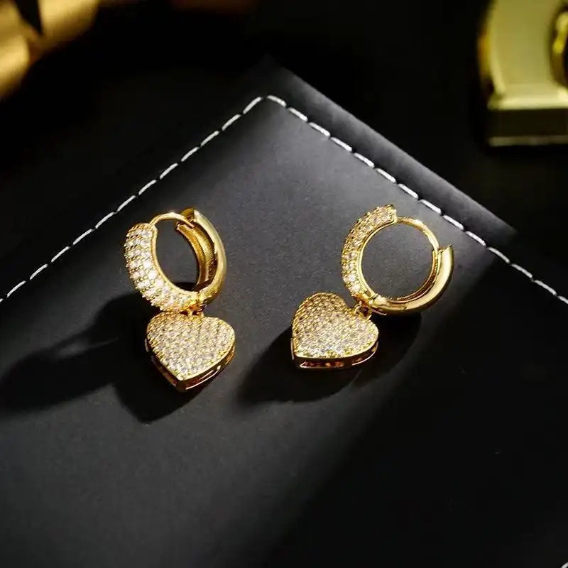 Crystal Heart Drop Earrings