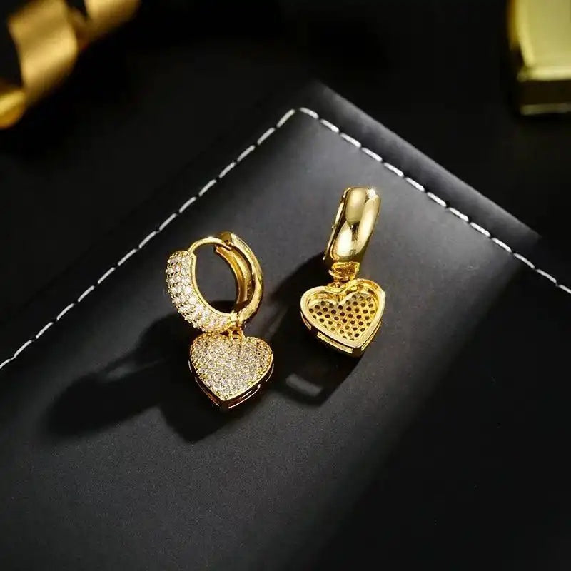 Crystal Heart Drop Earrings