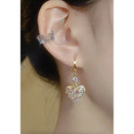 Crystal Heart Ear Buckles Drop Earrings