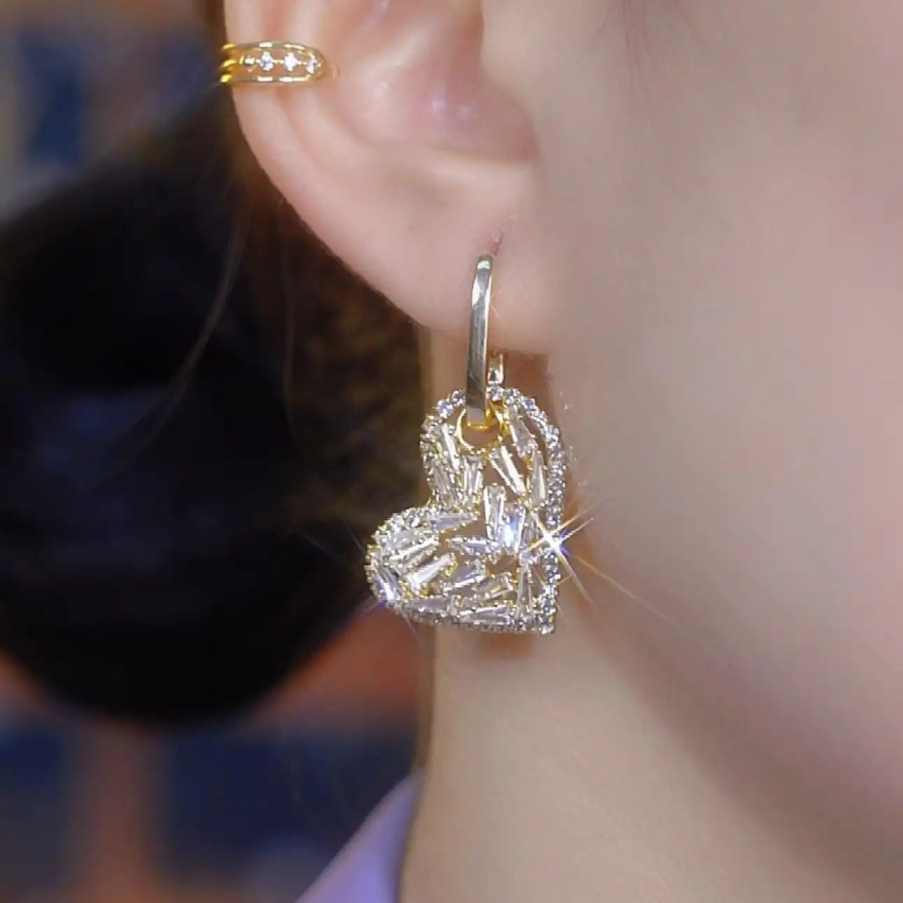 Crystal Heart Hoop Earrings