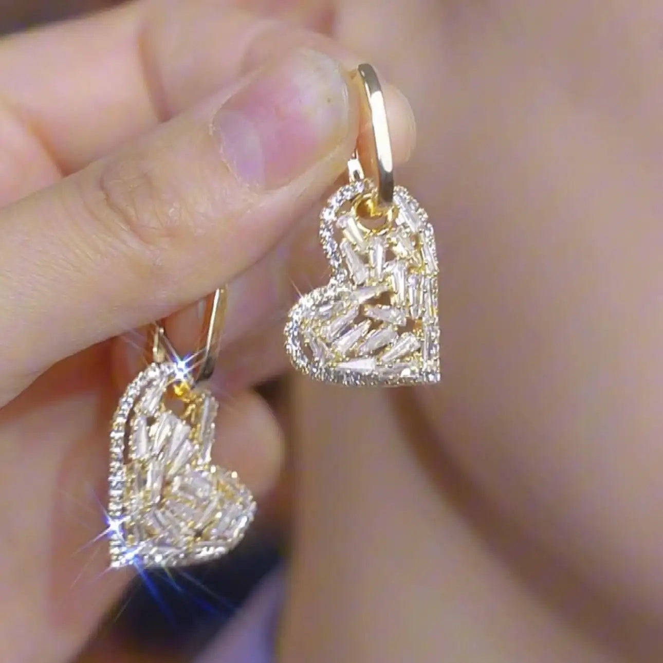 Crystal Heart Hoop Earrings