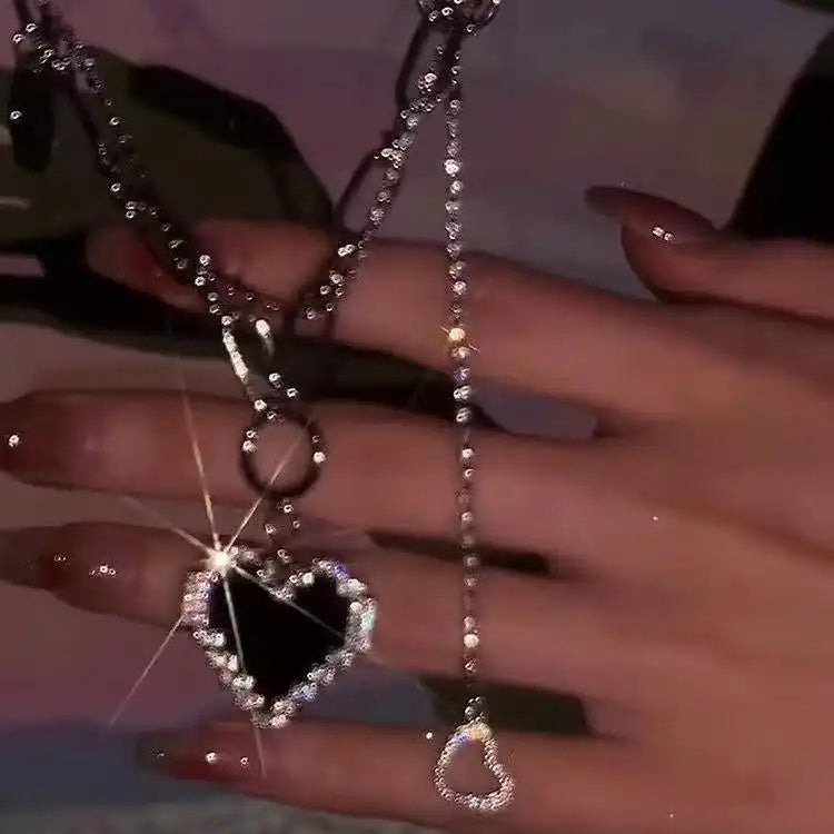 Crystal Heart Ins Hip-Hop Collar Necklace