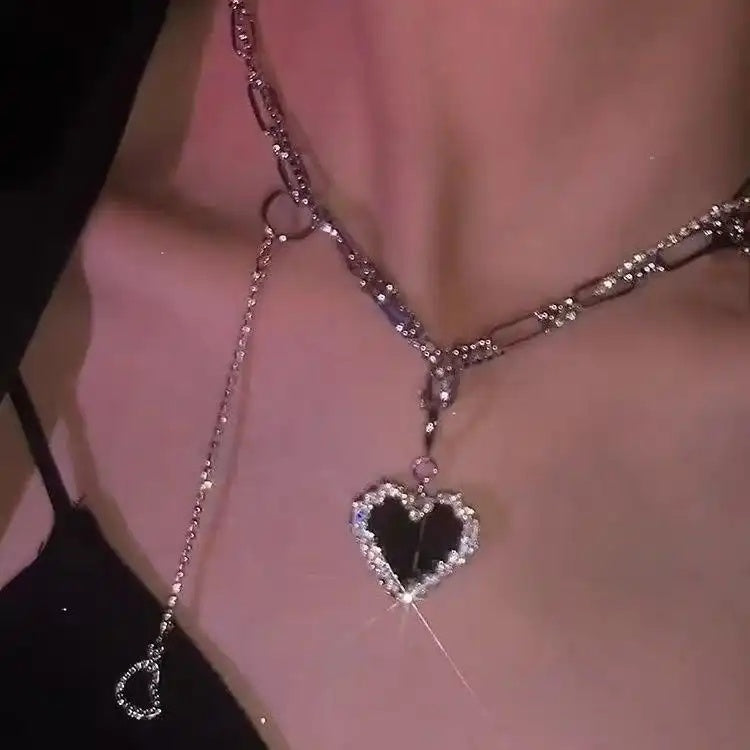 Crystal Heart Ins Hip-Hop Collar Necklace