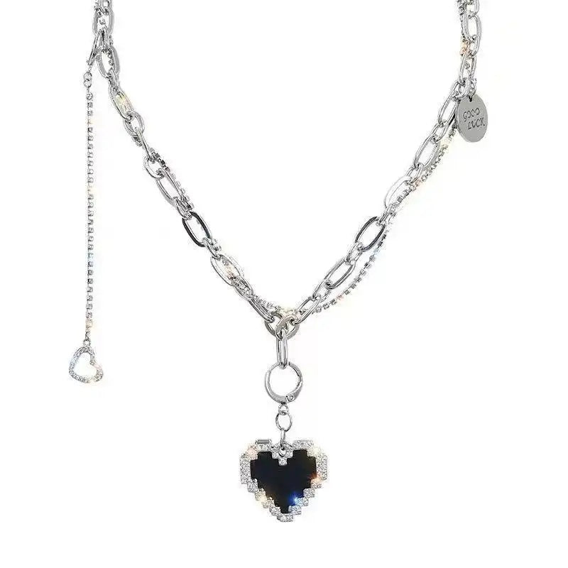 Crystal Heart Ins Hip-Hop Collar Necklace
