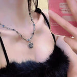 Crystal Heart Octagram Ins Creative Necklace