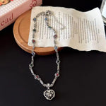 Crystal Heart Octagram Ins Creative Necklace