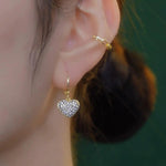 Crystal Heart Real Gold Ear Cuffs