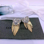 Crystal Heart Rhombus Tassel Drop Earrings