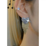 Crystal Heart Rhombus Tassel Drop Earrings