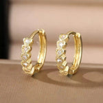 Crystal Heart Round Clip-On Hoop Earrings