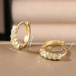 Crystal Heart Round Clip-On Hoop Earrings