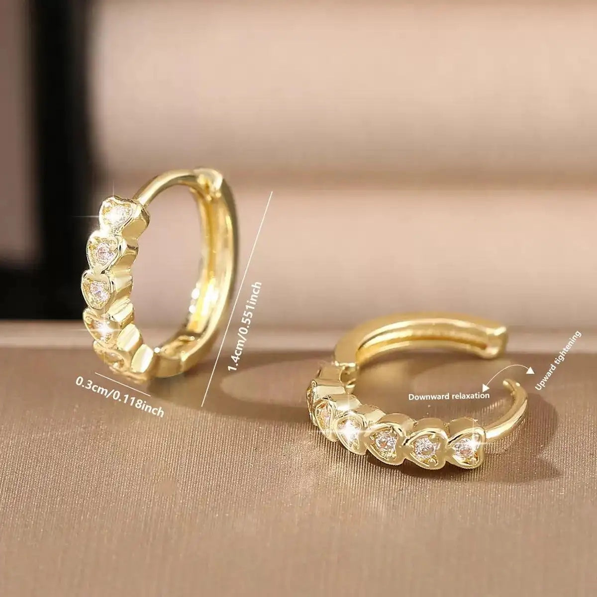 Crystal Heart Round Clip-On Hoop Earrings