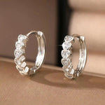 Crystal Heart Round Clip-On Hoop Earrings