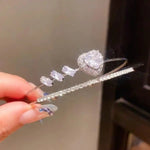 Crystal Heart Square Double-Layer Open Bracelet