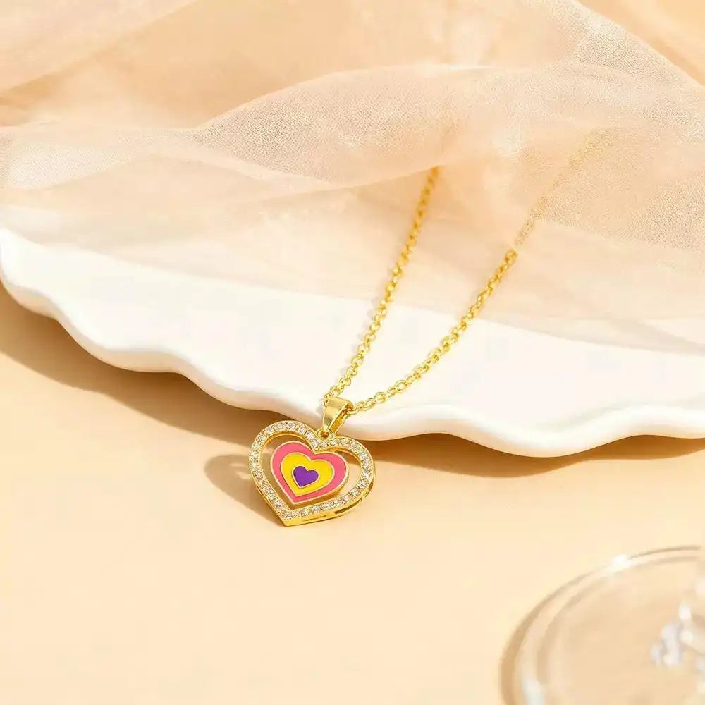 Crystal Heart Strawberry Five-Point Star Necklace