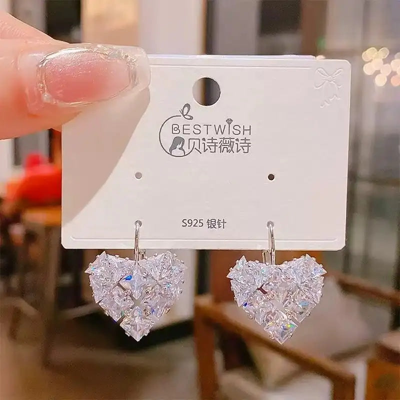 Crystal Heart Stud Earrings