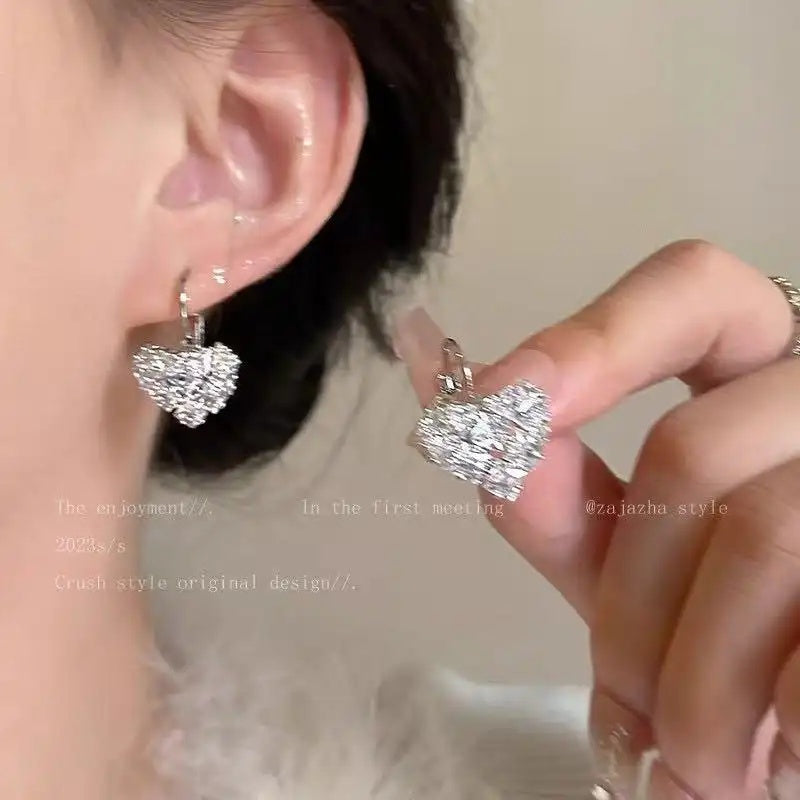 Crystal Heart Stud Earrings