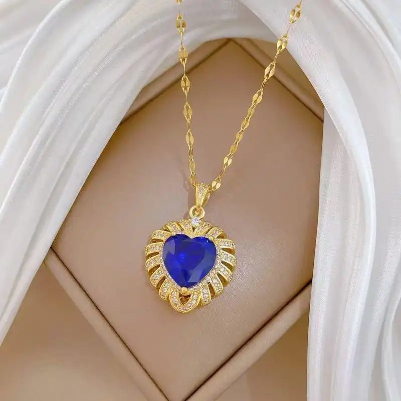 Crystal Heavy Industry Heart Real Necklace