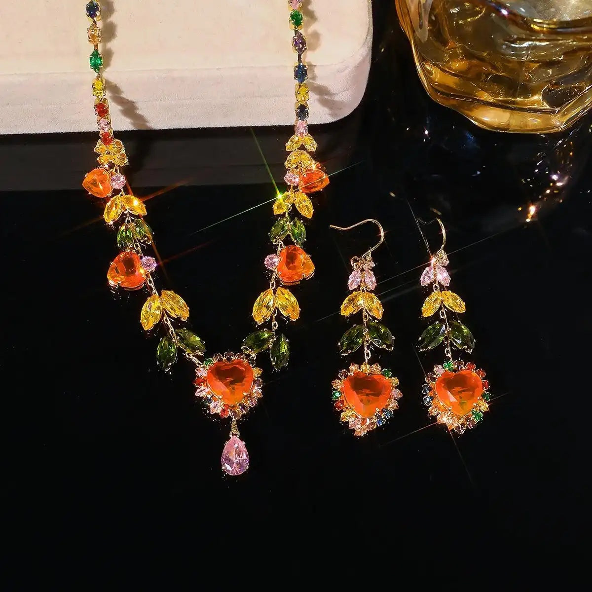 Crystal Ins Colorful Love Tassel Drop Earrings