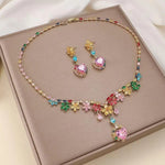 Crystal Ins Heart Colorful Collar Earrings