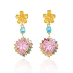 Crystal Ins Heart Colorful Collar Earrings