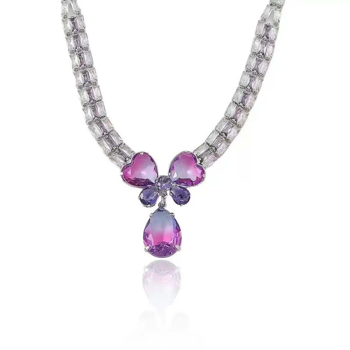 Crystal Ins Purple Butterfly Flow Earrings