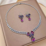 Crystal Ins Purple Butterfly Flow Earrings