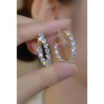 Crystal Large Exaggerated Heart Inlay Hoop Earrings