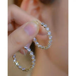 Crystal Large Exaggerated Heart Inlay Hoop Earrings