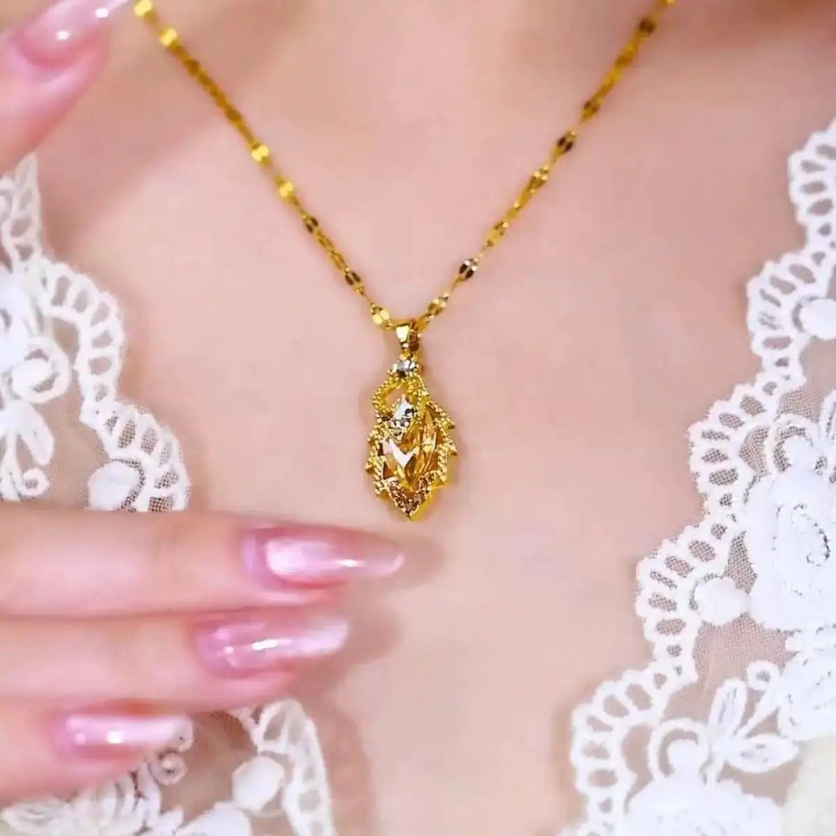 Crystal Leaf Necklace