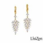 Crystal Leaf Tassel Drop Earrings