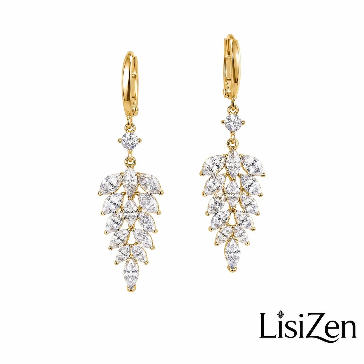 Crystal Leaf Tassel Drop Earrings