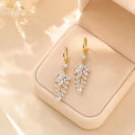 Crystal Leaf Tassel Drop Earrings