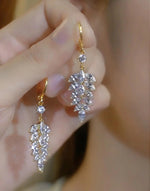 Crystal Leaf Tassel Drop Earrings