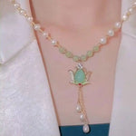 Crystal Lotus Pearl Necklace