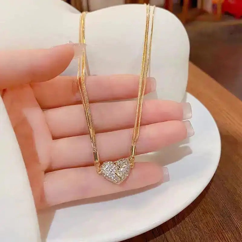 Crystal Magnetic Heart Necklace
