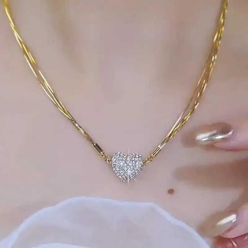 Crystal Magnetic Heart Necklace