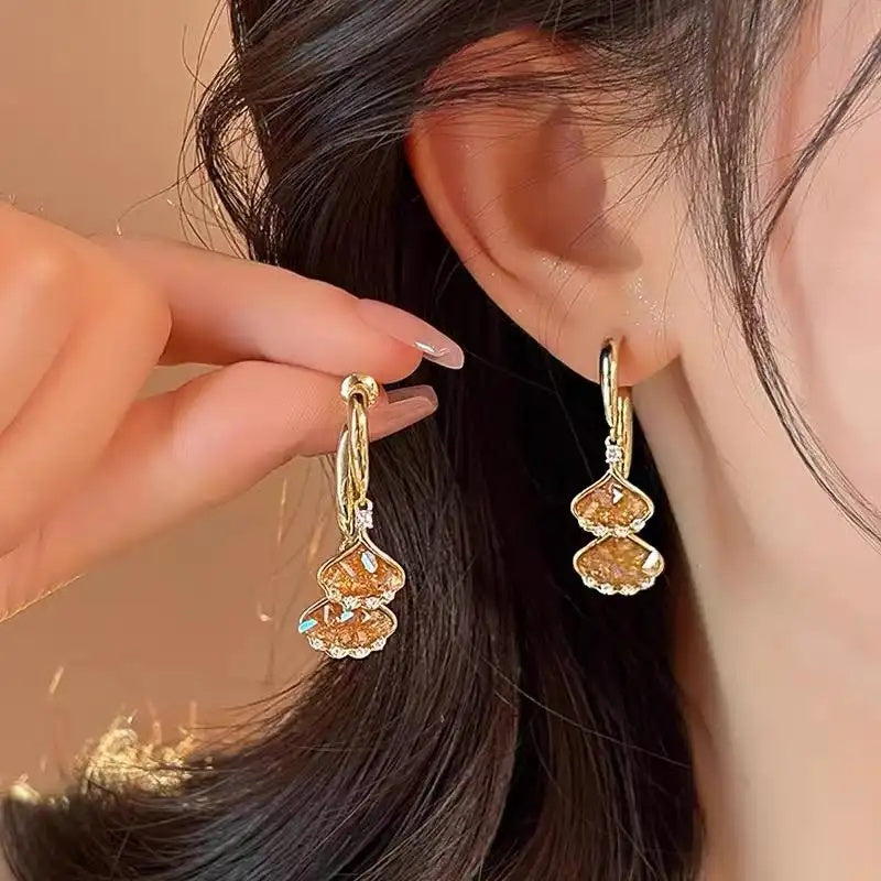 Crystal Maple Leaf Earrings
