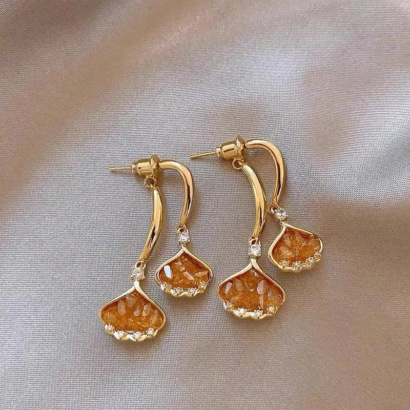 Crystal Maple Leaf Earrings