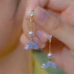 Crystal Mermaid Tail Medium Long Drop Earrings