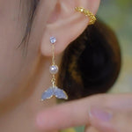 Crystal Mermaid Tail Medium Long Drop Earrings