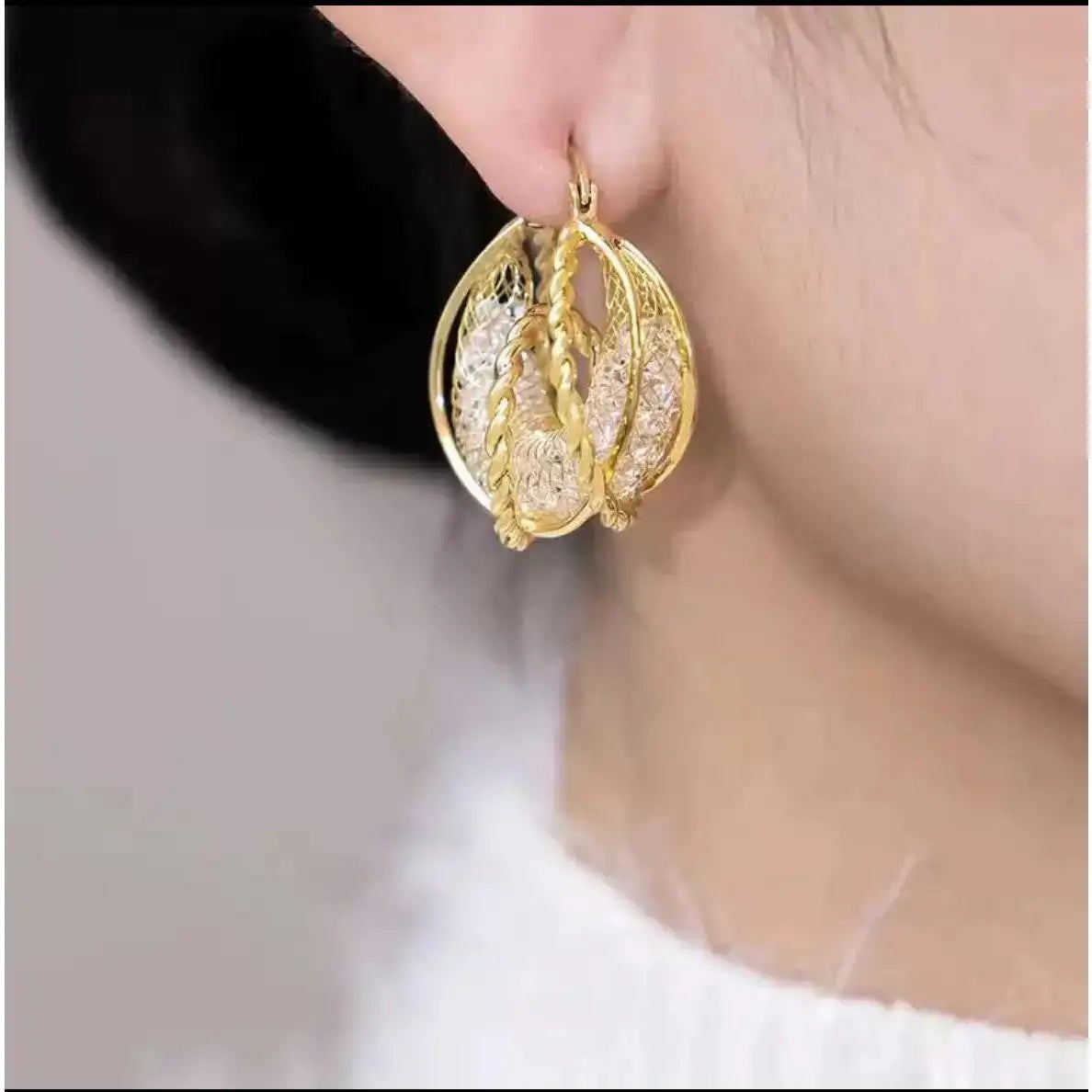 Crystal Mesh Hollow Out Wrap Hoop Earrings