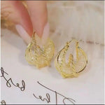 Crystal Mesh Hollow Out Wrap Hoop Earrings