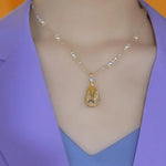 Crystal Mesh Teardrop Pendant Necklace